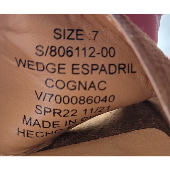 BANANA REPUBLIC Faux Suede Espadrille Wedge Open Toe Sandals sz 7 Cognac - Picture 11 of 11
